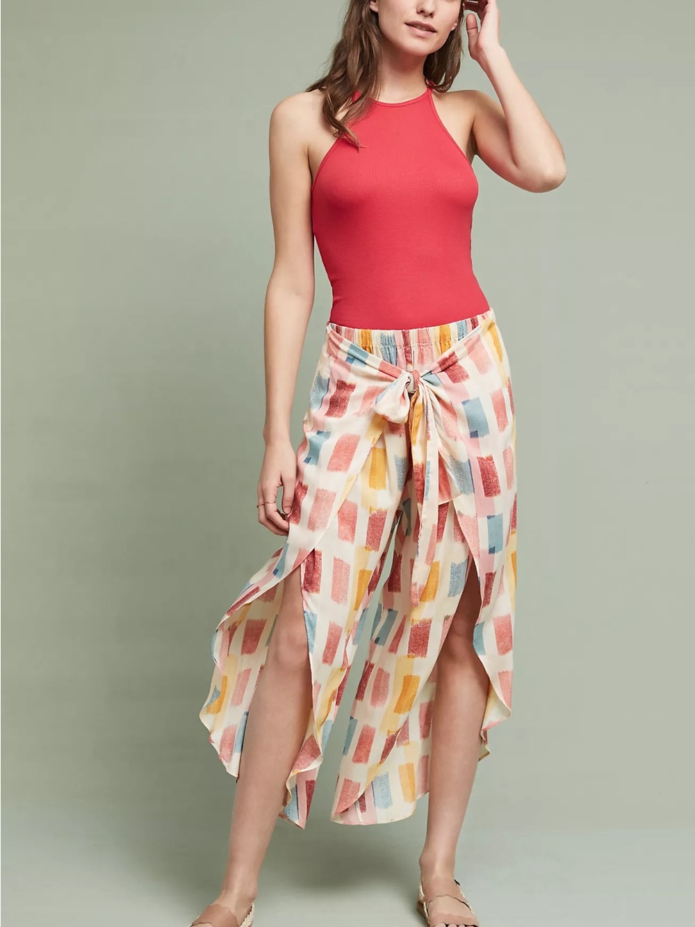 XS Anthropologie Lilka Watercolor Wrap Trousers